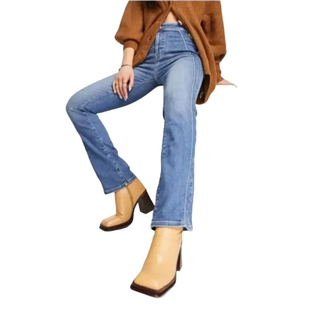 Free People Cross My Heart Jeans in Burnin Blue Booty Love 27 - Picture 10 of 11